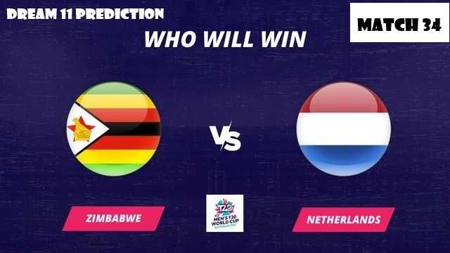 Zimbabwe vs Netherlands, Group 2, Match 34 Dream 11 Prediction, Fantasy Cricket